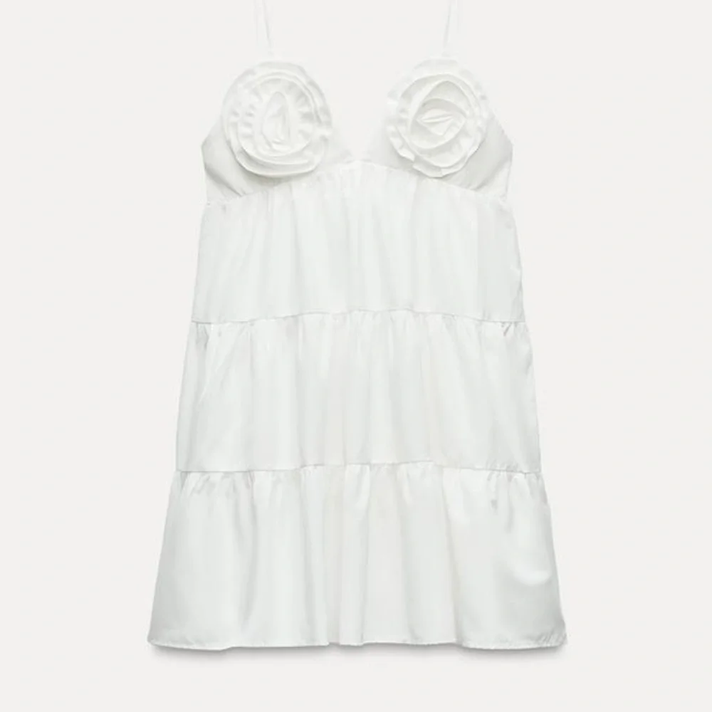 POPLIN DRESS WITH TEXTURED FLOWERS - Picture 6 of 9